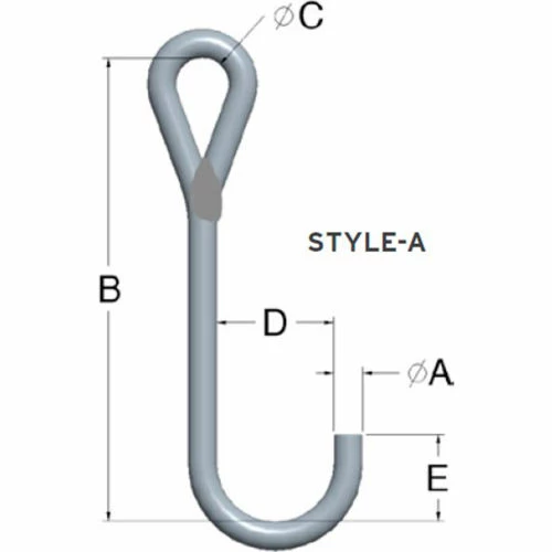 M&W 1/4"Dia. X 7" Working Length J-Hook Style A - Image 2
