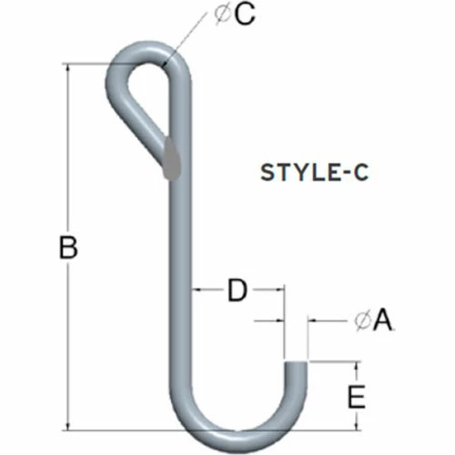 M&W 5/8" X 12" Working Length J-Hook Style C - Image 2