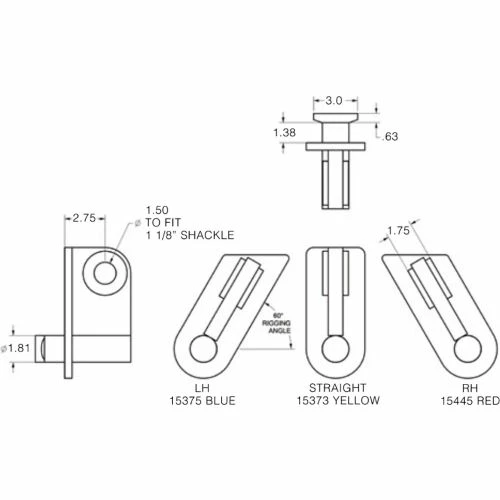 M&W Left Container Lift Lug 12"L x 6"W x 8"H, Yellow - 19000 Lb. Capacity - Image 2