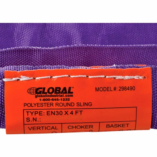 Global Industrial™ Polyester Round Sling, Endless, 4 ft, 2600/2100/5200 Lbs Cap - Image 3