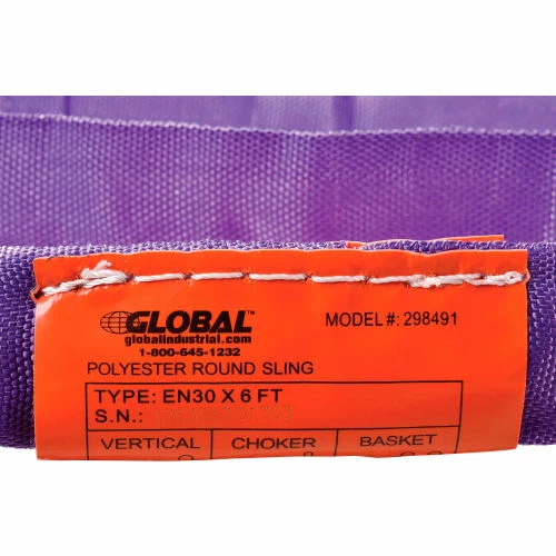 Global Industrial™Polyester Round Sling, Endless, 6 ft, 2600/2100/5200 Lbs Cap - Image 3