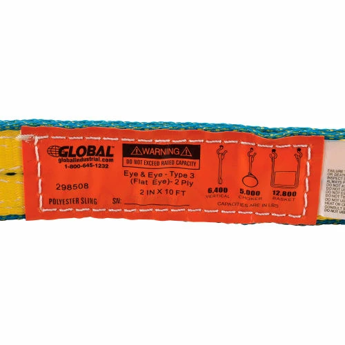 Global Industrial™Poly Web Sling, HD, Eye&Eye w/Durable Edge, 10Ft L-6400/5000/12800 Lbs Cap - Image 3
