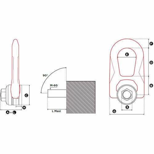 Codipro Female Double Swivel Ring - UNC 1/2" - 13 - Image 2