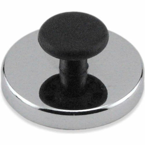 Master Magnetics Ceramic Round Base Magnets HMKR-50 with Knob 25 Lbs. Pull Nickel - Chrome Plating