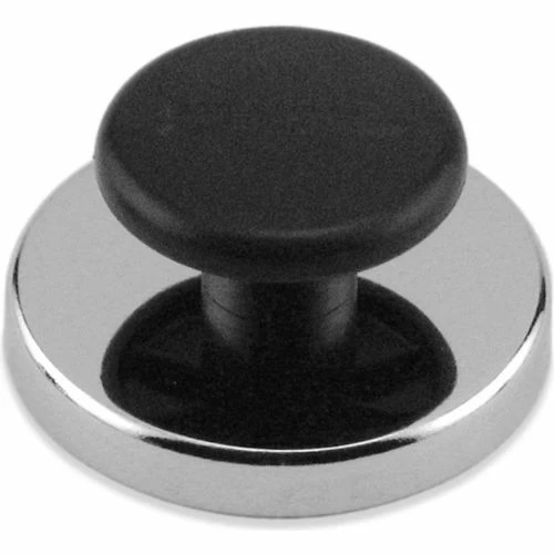 Master Magnetics Ceramic Round Base Magnets HMKR-70 with Knob 65 Lbs. Pull Nickel - Chrome Plating
