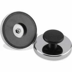 Master Magnetics Ceramic Round Base Magnets HMKR-80 with Knob 95 Lbs. Pull Nickel - Chrome Plating