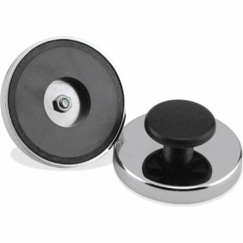 Master Magnetics Ceramic Round Base Magnets HMKR-80 with Knob 95 Lbs. Pull Nickel - Chrome Plating