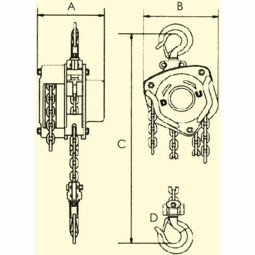 OZ Lifting Products OZ Lifting Industrial Manual Chain Hoist, 1 Ton Capacity 20' Lift - Image 2