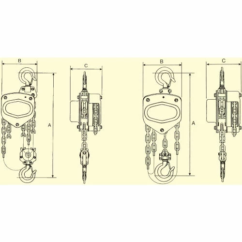 OZ Lifting Products OZ Lifting Manual Chain Hoist With Std. Overload Protection 1 Ton Cap. 20' Lift - Image 2