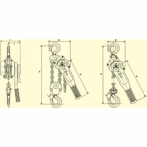 OZ Lifting Products OZ Lifting Lever Hoist With Std. Overload Protection 3/4 Ton Capacity 20' Lift - Image 2