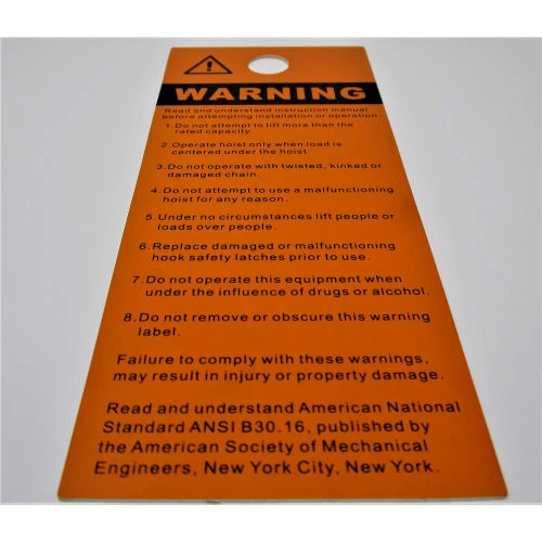 JET® Warning Card, JSH275-55