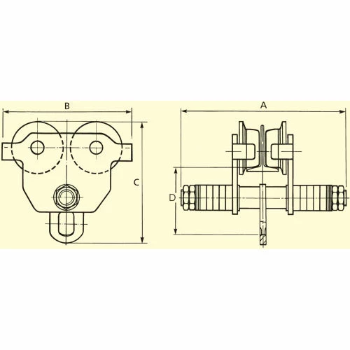 OZ Lifting Products OZ Lifting OZ3PBT Push Beam Trolley 3 Ton Capacity - Image 2